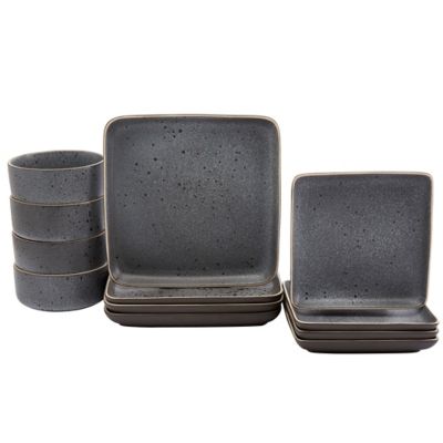 Tabletops Gallery 12 pc. Madison Square Dinnerware Set Speckled Grey