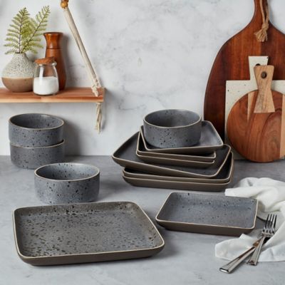 Image showing  Madison Square Dinnerware Set, Speckled Grey, 12 pc.