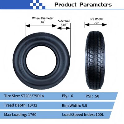 Image showing  Trailer Tire Assembly, ST205/75D14, 5-Hole Black Modular Wheel, Load Range C, 6 ply, ASB1210