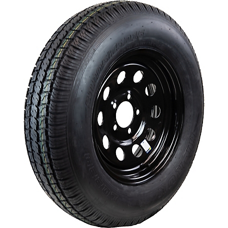 Hi-Run Trailer Tire Assembly, ST205/75D15, 5-Hole Black Modular Wheel, Load Range C, 6 ply, ASB1146