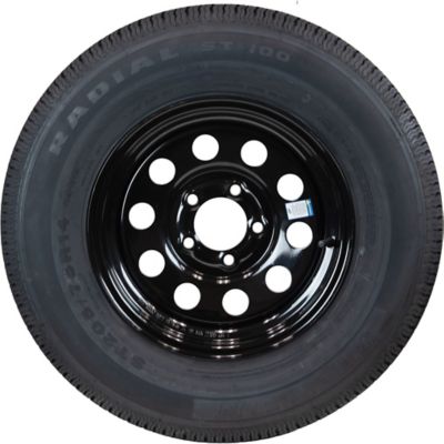 Image showing  ST205/75R14 8-Ply 5-Hole Black Modular Wheel Trailer Tire Assembly, Load Range D