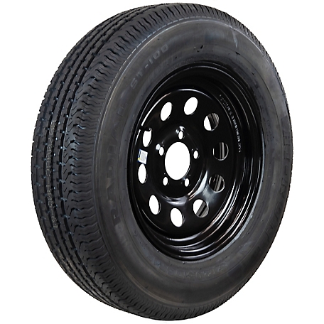 Hi-Run Trailer Tire Assembly, ST205/75R15, 5-Hole Black Modular Wheel, Load Range D, 8 ply, ASR2119