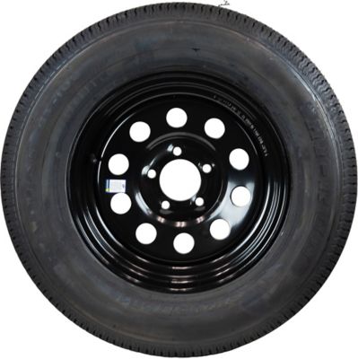 Image showing  ST205/75R15 8-Ply 5-Hole Black Modular Wheel Trailer Tire Assembly, Load Range D