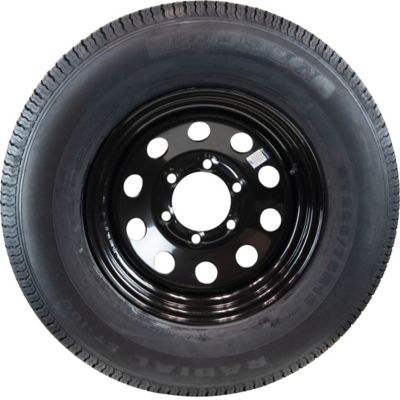Image showing  ST225/75R15 10-Ply 6-Hole Black Modular Wheel Trailer Tire Assembly, Load Range E