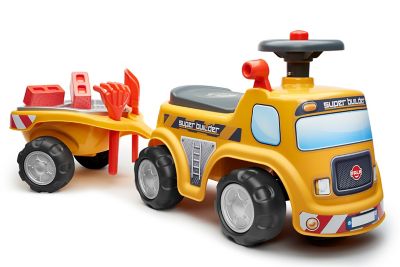 Falk Yellow Super Builder, Ride-on and Push-along Vehicle Toy, with Trailer and Sand Playset, 1-3 years FA706C