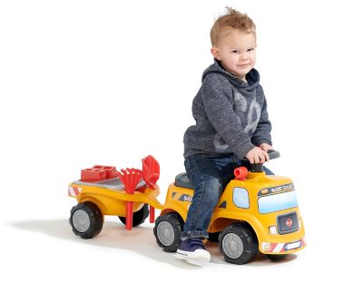 Image showing  Yellow Super Builder, Ride-on and Push-along Vehicle Toy, with Trailer and Sand Playset, 1-3 years FA706C