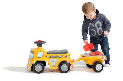 Image showing 6 th Falk Yellow Super Builder, Ride-on and Push-along Vehicle Toy, with Trailer and Sand Playset, 1-3 years FA706C