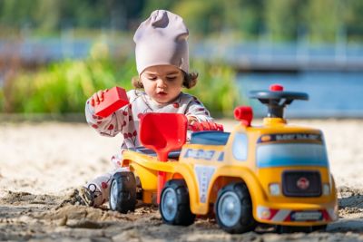Image showing 8 th Falk Yellow Super Builder, Ride-on and Push-along Vehicle Toy, with Trailer and Sand Playset, 1-3 years FA706C
