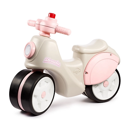 Falk Light Pink Toddler Strada Scooter Toy, Ride-On Motocycle with Silent Wheels & Horn 1-3 years