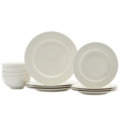Tabletops Gallery 12 pc. Contempo Ivory Porcelain Dinnerware Set