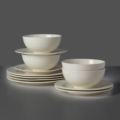 Image showing 6 th Tabletops Gallery 12 pc. Contempo Ivory Porcelain Dinnerware Set