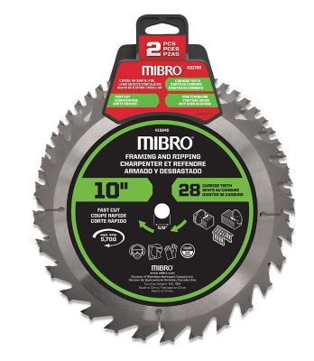 Mibro 10 in. 28-Tooth Framing and Ripping & 10 in. x 60T Table and Miter Circular Saw Blade Set, 2-Pack