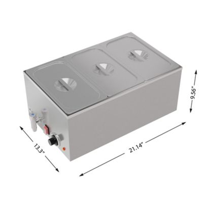 Image showing  6 qt. Three-Section Electric Countertop Food Warmer with Faucet, CFW-3T