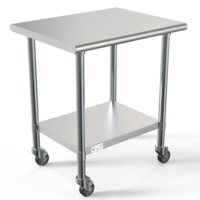 KoolMore 24 in. x 30 in. 18-Gauge 304 Stainless Steel Commercial Work Table with Casters, CT2430-18C