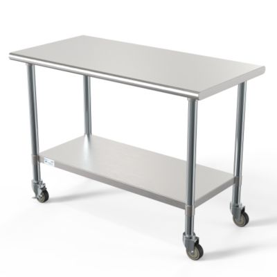 Image showing  24 in. x 48 in. 18-Gauge 304 Stainless Steel Commercial Work Table with Casters, CT2448-18C