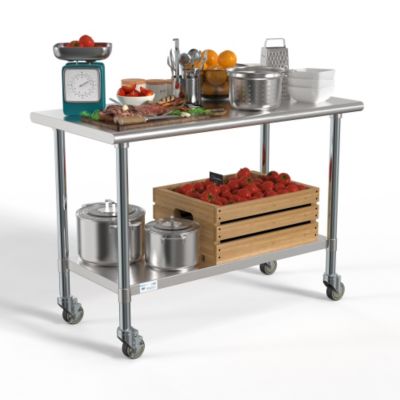 Image showing 5 th KoolMore 24 in. x 48 in. 18-Gauge 304 Stainless Steel Commercial Work Table with Casters, CT2448-18C