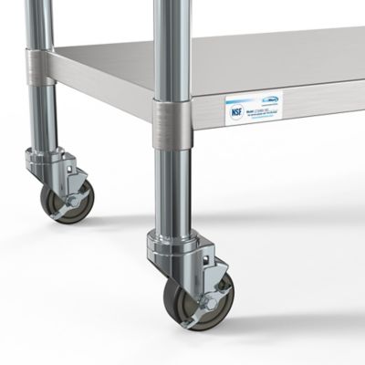 Image showing  24 in. x 60 in. 18-Gauge 304 Stainless Steel Commercial Work Table with Casters, CT2460-18C