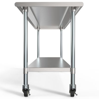 Image showing  24 in. x 60 in. 18-Gauge 304 Stainless Steel Commercial Work Table with Casters, CT2460-18C