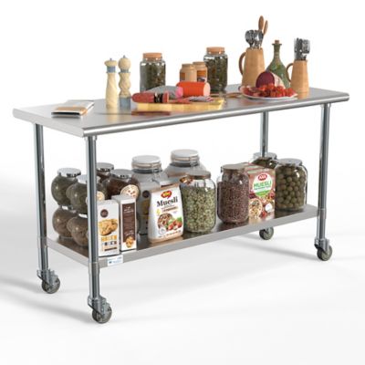 Image showing  24 in. x 60 in. 18-Gauge 304 Stainless Steel Commercial Work Table with Casters, CT2460-18C
