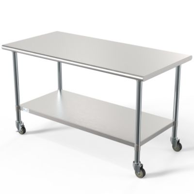 KoolMore 30 in. x 60 in. 18-Gauge 304 Stainless Steel Commercial Work Table with Casters