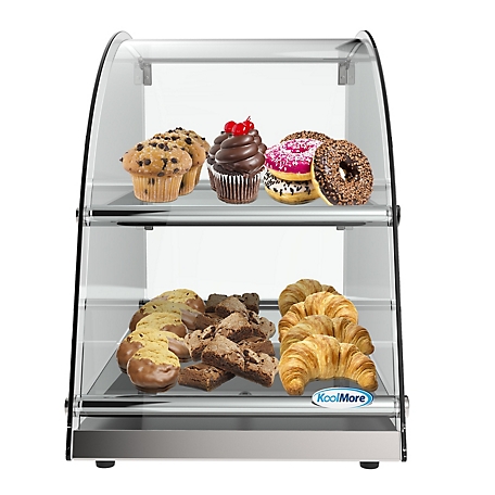 KoolMore 23 in. Commercial Countertop Bakery Display Case with Front Curved Glass and Rear Door, 2.4 cu. ft., DC-2CN