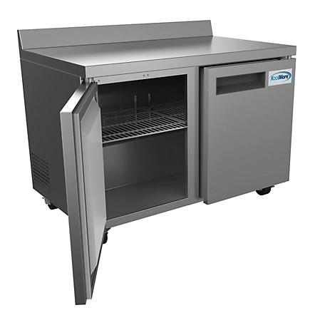 KoolMore 48 in. Stainless Steel Two-Door Worktop Commercial Freezer with 3.5 in. Backsplash, 12 cu. ft., FWT-2D-12C