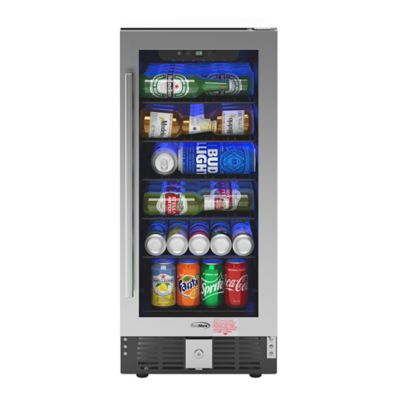 KoolMore 15 in. Small Stainless Steel, Glass-Door Built-In Refrigerator and Beverage Cooler, 3 cu. ft., KM-BIR3C-GD