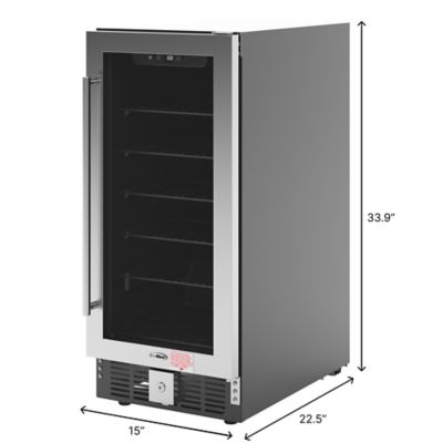 Image showing  15 in. Small Stainless Steel, Glass-Door Built-In Refrigerator and Beverage Cooler, 3 cu. ft., KM-BIR3C-GD