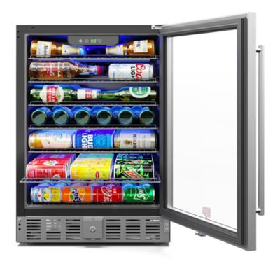 Image showing  23.4 in. Stainless Steel, Glass-Door Built-In Refrigerator and Beverage Cooler, 5 cu. ft., KM-BIR5C-GD