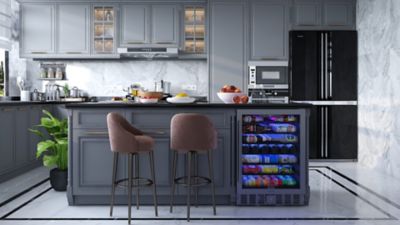 Image showing 6 th KoolMore 23.4 in. Stainless Steel, Glass-Door Built-In Refrigerator and Beverage Cooler, 5 cu. ft., KM-BIR5C-GD