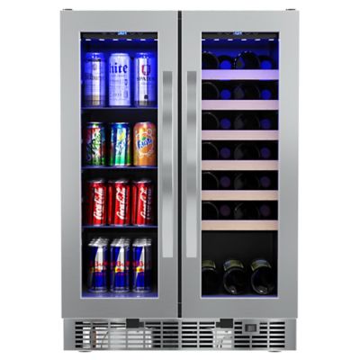 KoolMore 24 in. Dual Zone Glass Door 21-Bottle/60-Can Wine & Beverage Cooler Freestanding Or Built-In Unit., KM-CWB1830-SS
