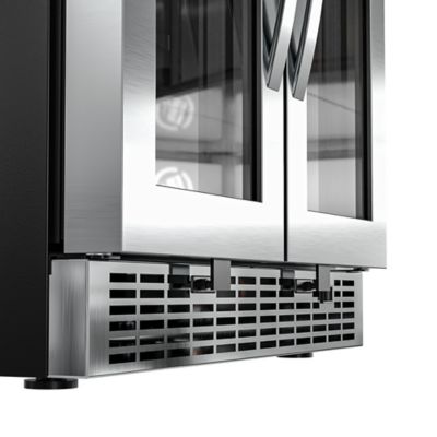 Image showing  24 in. Dual Zone Glass Door 21-Bottle/60-Can Wine & Beverage Cooler Freestanding Or Built-In Unit., KM-CWB1830-SS