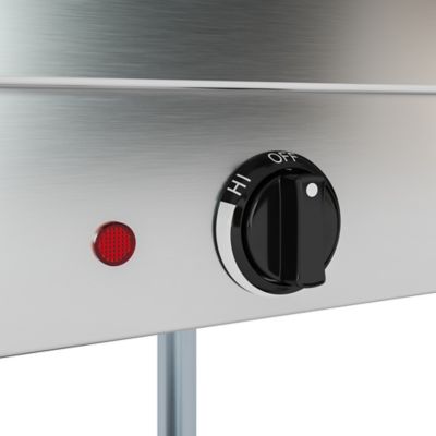 Image showing  Three Pan Open Well Electric Steam Table with Undershelf and Sneeze-Guard, KM-OWS-3SG