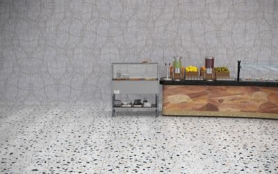 Image showing  Three Pan Open Well Electric Steam Table with Undershelf and Sneeze-Guard, KM-OWS-3SG