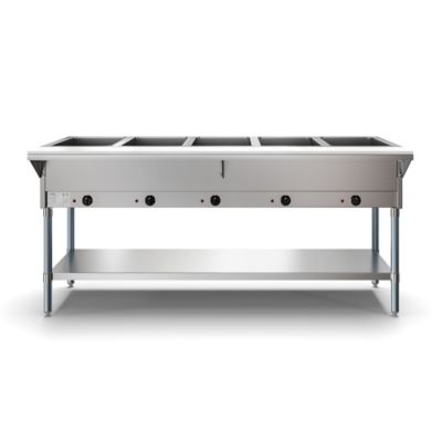 KoolMore Five Pan Open Well Electric Steam Table with Undershelf, 240V, KM-OWS-5