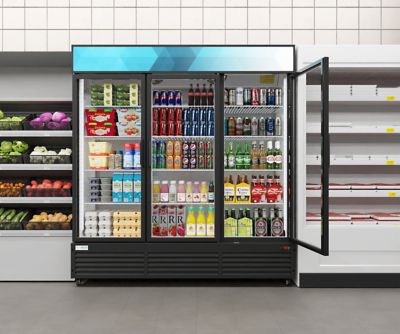 Image showing 5 th KoolMore 71 in. Three-Door Merchandiser Refrigerator - 56 cu. ft., MDR-3GD-63C