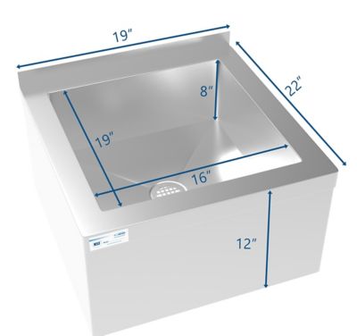 Image showing  12 in. Stainless Steel Commercial Floor Mop Sink with Deep Basin, Bowl Size 19 in. x 22 in. x 12 in.