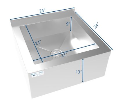 Image showing  13 in. Commercial Floor Mop Sink with Deep Basin, Bowl Size 24 in. x 24 in. x 13 in., MPS-2424133