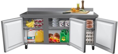 Image showing  72 in. Three-Door Worktop Refrigerator with 3.5 in. Backsplash - 16.9 cu. ft., RWT-3D-16C