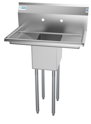 KoolMore 30 in. One Compartment Stainless Steel Commercial Sink with 2 Drainboards, SA101410-10B3