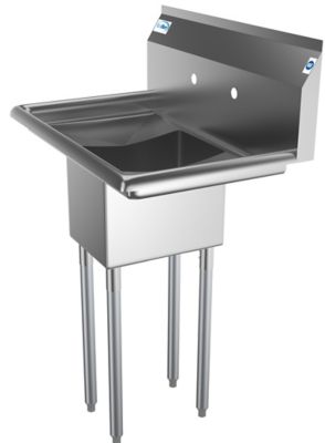 Image showing 5 th KoolMore 30 in. One Compartment Stainless Steel Commercial Sink with 2 Drainboards, SA101410-10B3