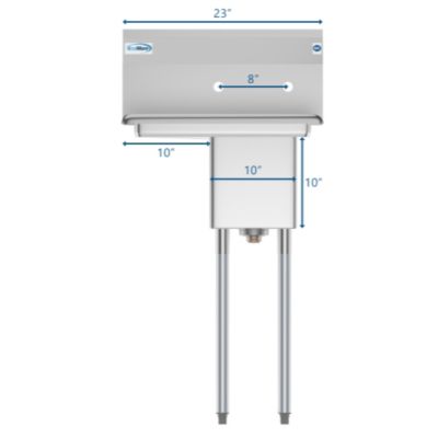Image showing  23 in. One Compartment Stainless Steel Commercial Sink with Drainboard, SA101410-10L3