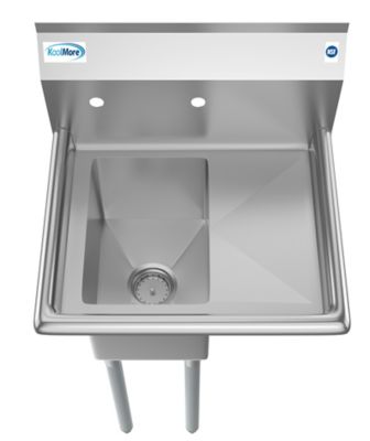Image showing 5 th KoolMore 23 in. One Compartment Stainless Steel Commercial Sink with Drainboard, Bowl Size 10 x 14 x 10 in., SA101410-10R3