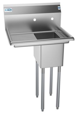 KoolMore 25 in. One Compartment Stainless Steel Commercial Sink with Drainboard, SA101410-12L3