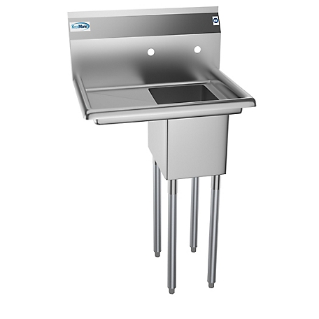 KoolMore 25 in. One Compartment Stainless Steel Commercial Sink with Drainboard, SA101410-12L3