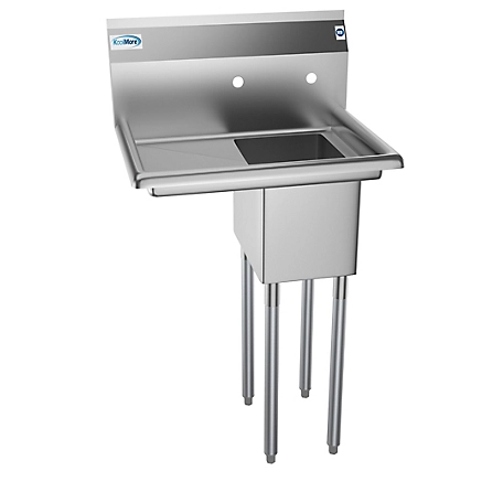 KoolMore 25 in. One Compartment Stainless Steel Commercial Sink with Drainboard, SA101410-12L3