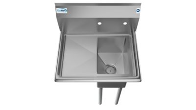 Image showing  25 in. One Compartment Stainless Steel Commercial Sink with Drainboard, SA101410-12L3