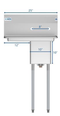Image showing 5 th KoolMore 25 in. One Compartment Stainless Steel Commercial Sink with Drainboard, SA101410-12L3