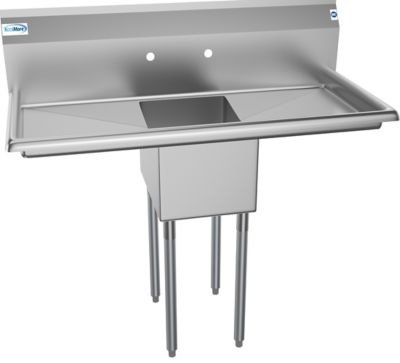 KoolMore 44 in. One Compartment Stainless Steel Commercial Sink with 2 Drainboards, SA121610-16B3