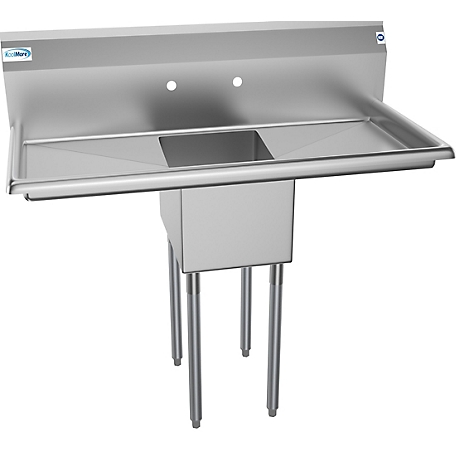 KoolMore 44 in. One Compartment Stainless Steel Commercial Sink with 2 Drainboards, SA121610-16B3